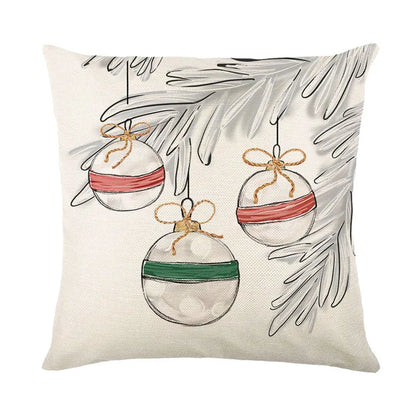 DecorBites™ Christmas Santa Claus Linen Pillowcase - Sofa Cushion Cover, Decorative Living Room Pillow Cover