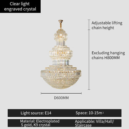 DecorBites™ Crystal Duplex Decorative Luxury Lighting for Hotel Lobbies and Living Rooms