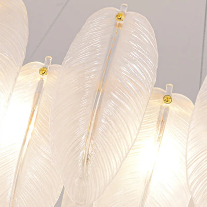 Feather Glass Gold Pendant Light