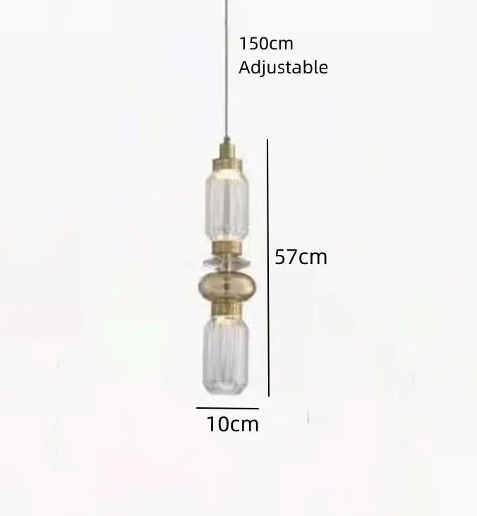 DecorBites™ LED Glass Chandelier: Clear Amber Glass, Adjustable Wire 200cm, Modern Lighting Fixtures