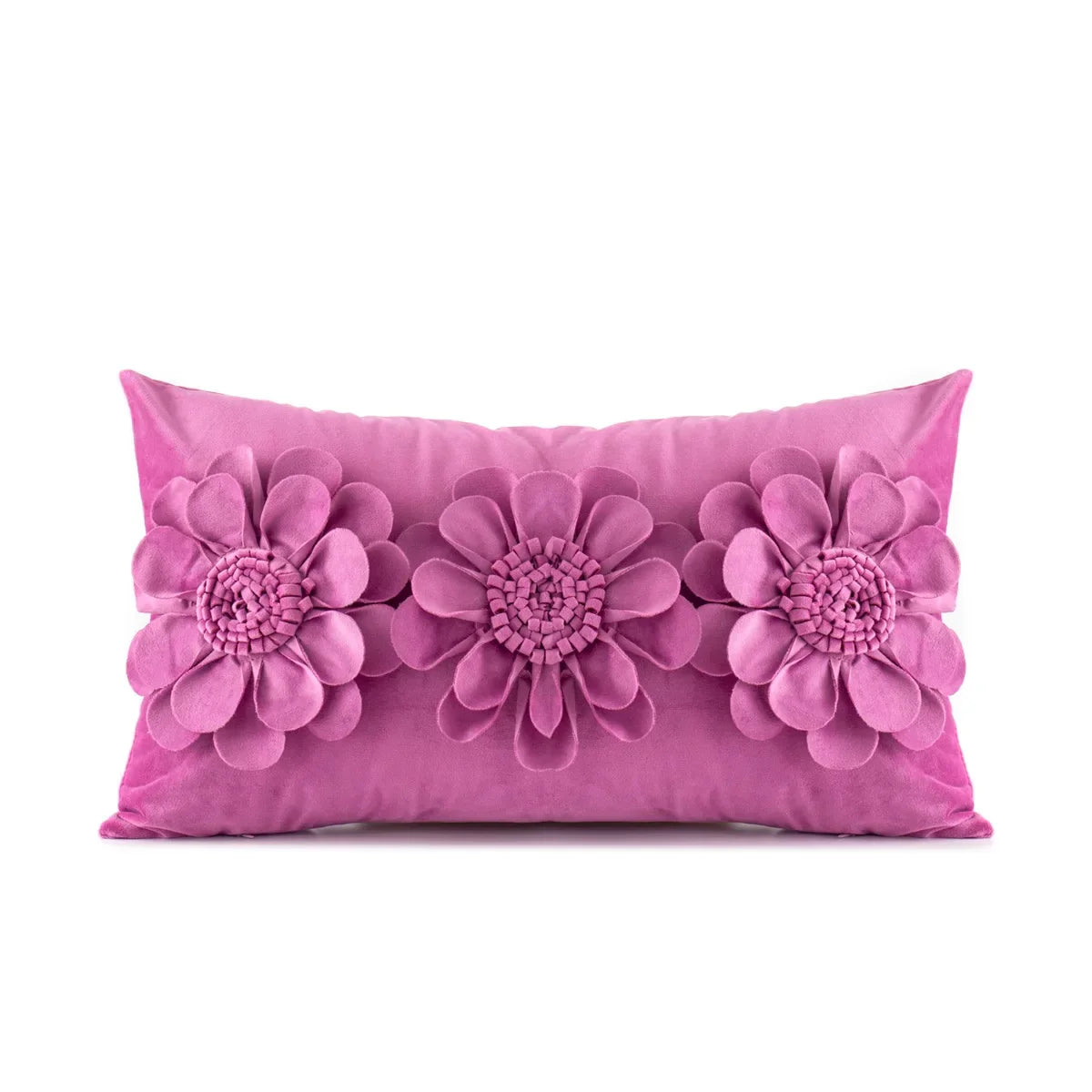 أغطية وسائد مخملية ثلاثية الأبعاد من DecorBites™ بتصميم زهور باللون الأصفر والبيج مقاس 45×45 سم