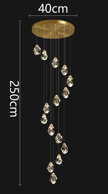 Lámpara colgante de cristal DecorBites™ para escalera, iluminación moderna para sala de estar