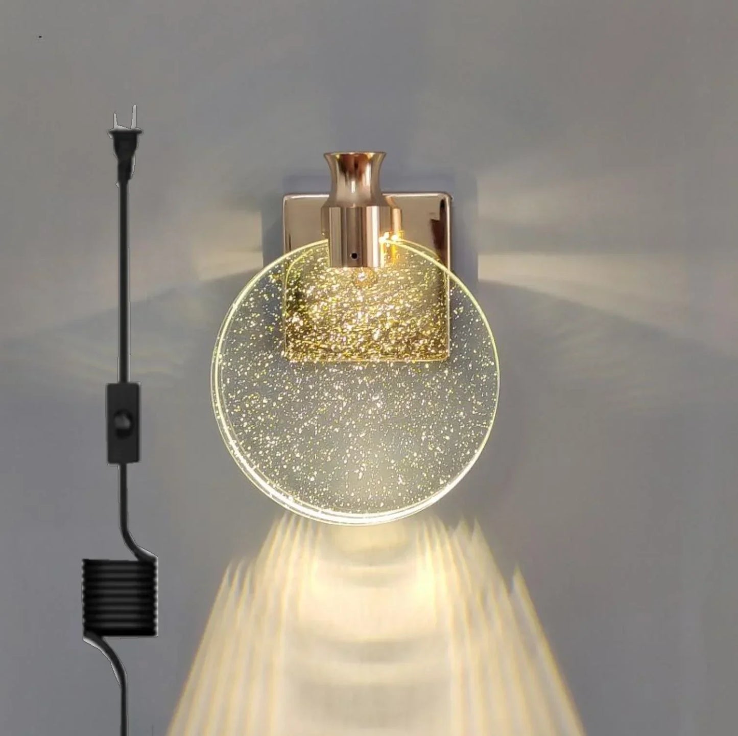 DecorBites™ Crystal Glass Gold LED Wall Lamp for Modern Luxury Lighting in Living Bedroom Bedside Aisle