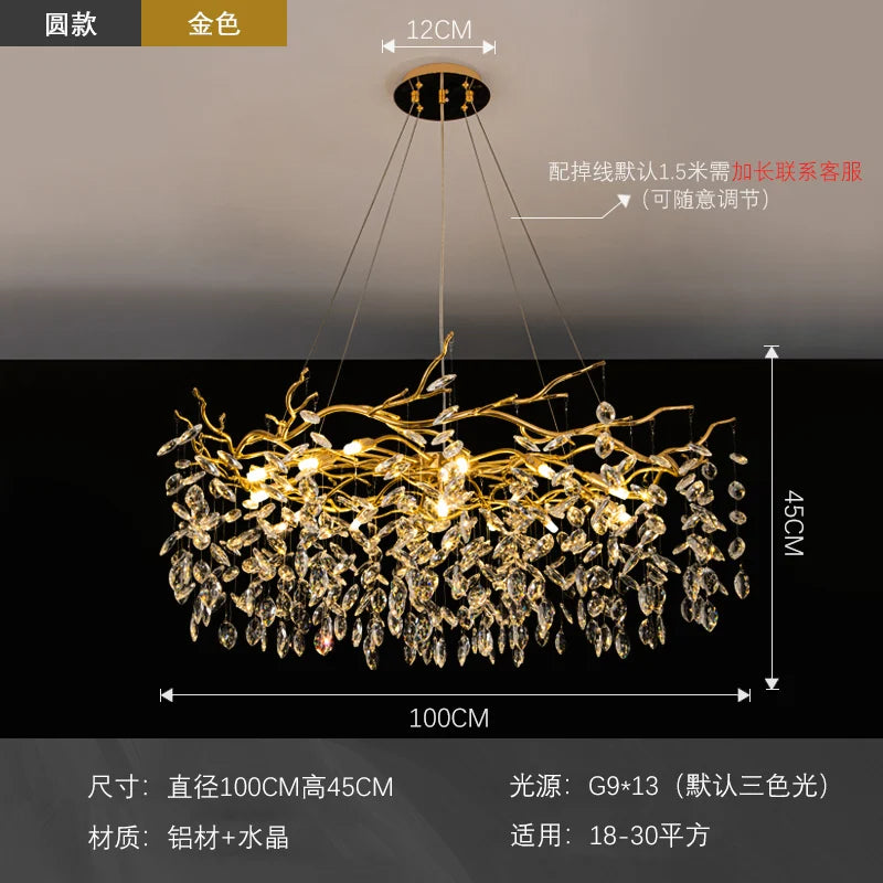 DecorBites™ Golden Branch Led Ceiling Chandelier Modern Living Room Pendant Lights