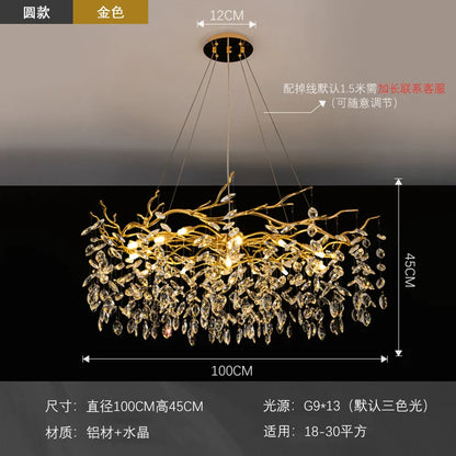 DecorBites™ Golden Branch Led Ceiling Chandelier Modern Living Room Pendant Lights