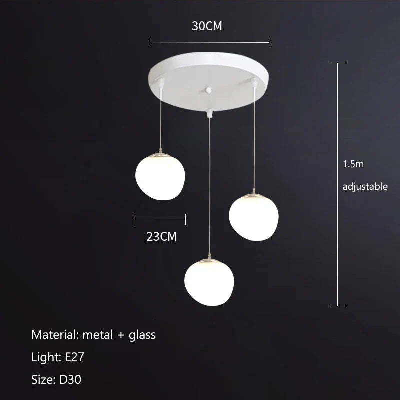 DecorBites™ Gregg Pendant Lamp: White Bubble Glass Italian Design for Home, Kitchen, Restaurant