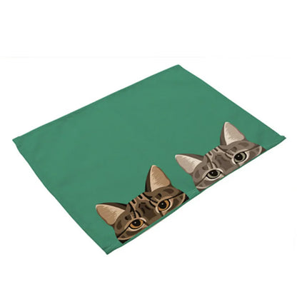 DecorBites™ Dog Cat Pattern Cotton Linen Dining Table Mats 32*42cm
