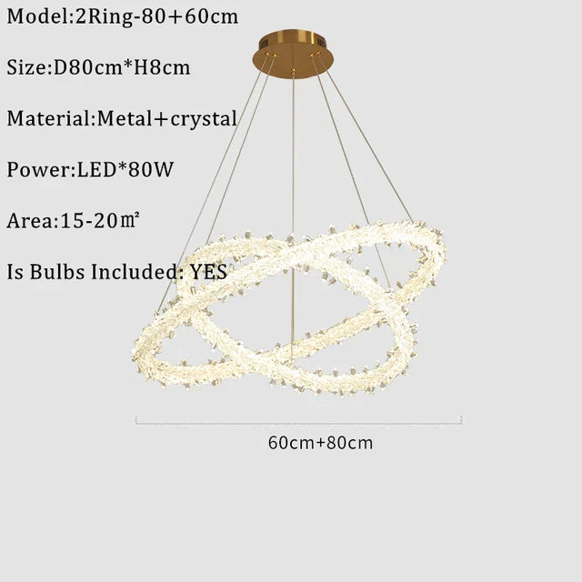 DecorBites™ K9 Crystal Round Chandelier: Modern LED Pendant Lamp for Home, Living Room, Bedroom, Lobby