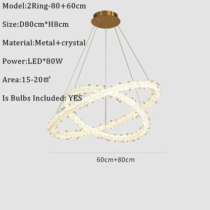 DecorBites™ K9 Crystal Round Chandelier: Modern LED Pendant Lamp for Home, Living Room, Bedroom, Lobby