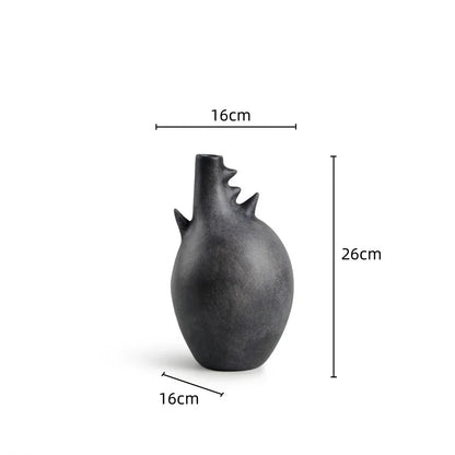 مزهرية هندسية من الفخار الحجري من DecorBites™، زينة فنية عتيقة لديكور المنزل