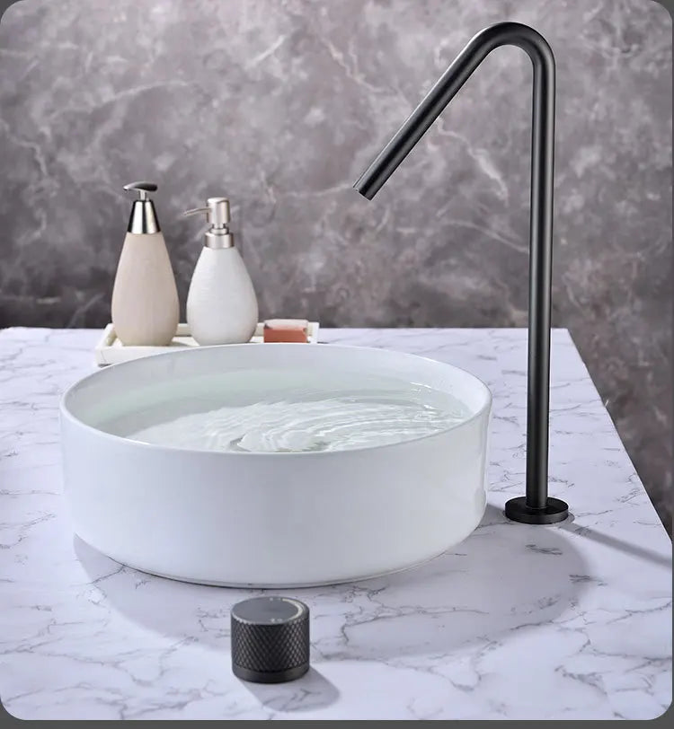 DecorBites™ Brushed Black Basin Faucet with Rotating Two-Hole Sink Tap - Widespread Bathroom Tap