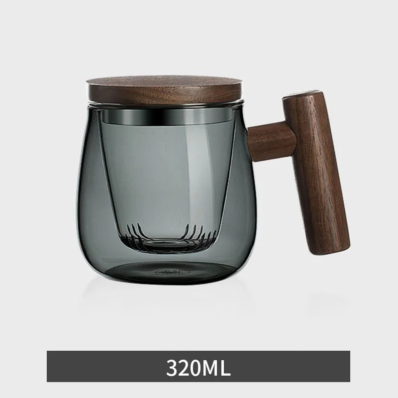 Juego de tazas de té de vidrio DecorBites™ con asa de madera para té Pu-erh, estilo Kung Fu, resistentes al calor