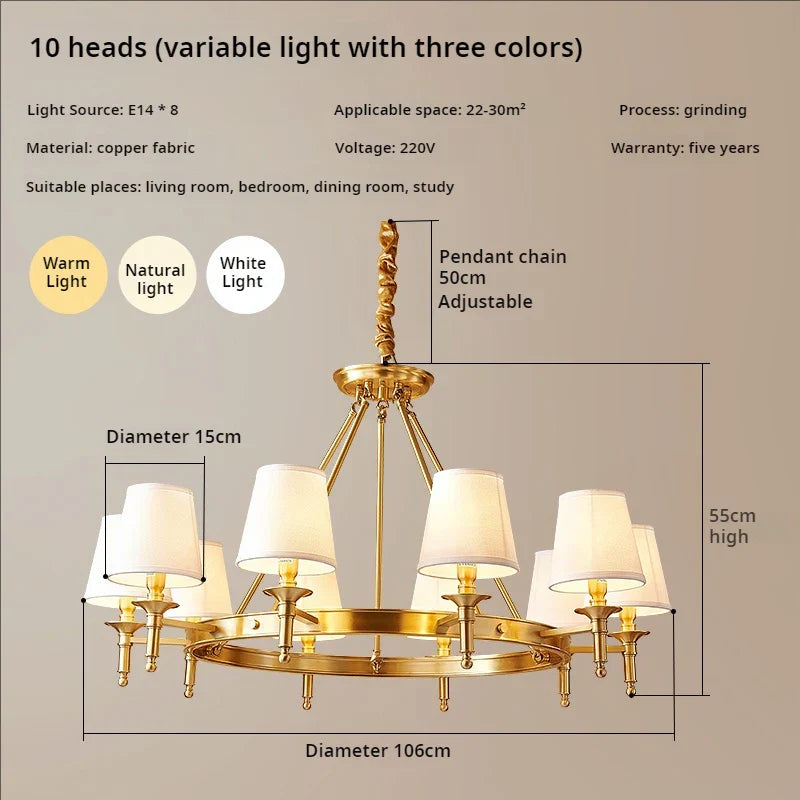 ثريا نحاسية أمريكية من DecorBites™: غرفة معيشة عصرية فاخرة، غرفة طعام، إضاءة غرفة نوم