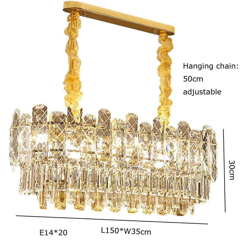 DecorBites™ Gold Lustre Chandelier LED Crystal Light Fixture - Postmodern Luxury Hanging Lamp