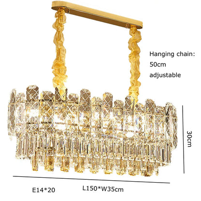 DecorBites™ Gold Lustre Chandelier LED Crystal Light Fixture - Postmodern Luxury Hanging Lamp