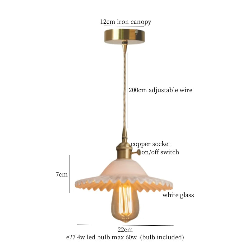 DecorBites™ Green Brass Glass LED Pendant Light for Kitchen Cafe Bar Loft Decoration