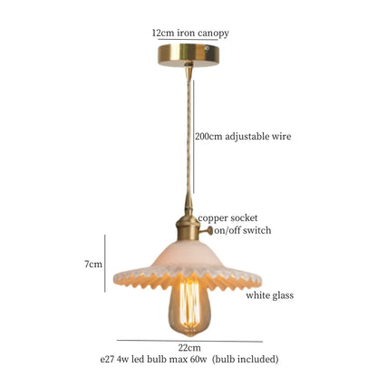 DecorBites™ Brass Amber Glass LED Pendant Light for Restaurant Bedside Kitchen Loft Bar