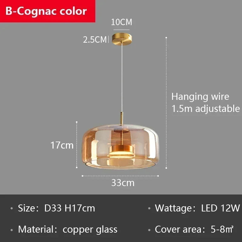 DecorBites™ Glass LED Pendant Chandelier for Dining Room Bar Bedroom Decor