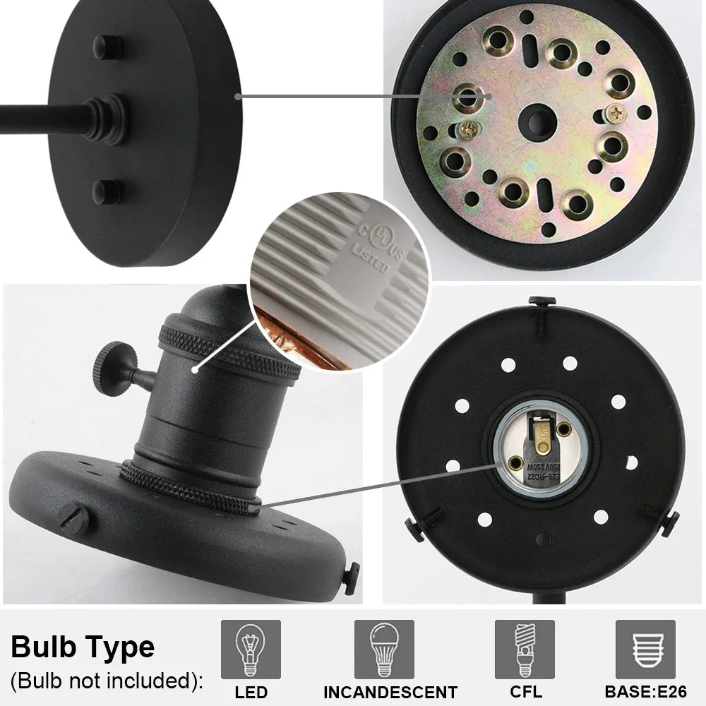 DecorBites™ Industrial Glass Canopy Wall Sconce Light for Kitchen Bathroom Corridor