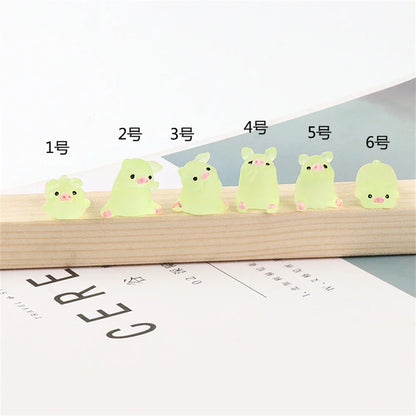 ديكور بايتس™ - تماثيل صغيرة على شكل خنزير كاواي - 6 قطع - حرف يدوية - ديكور منزلي