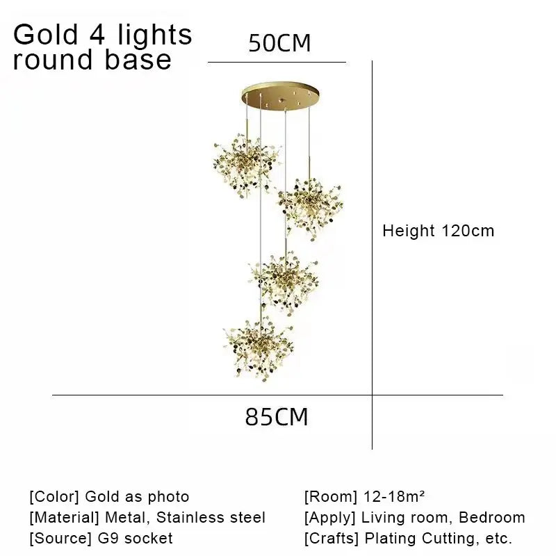DecorBites™ Gold LED Ceiling Pendant Light Fixture for Home Decoration and Modern Living