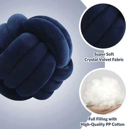 وسادة DecorBites™ Knot Ball قصيرة من القطيفة لديكور المنزل والراحة