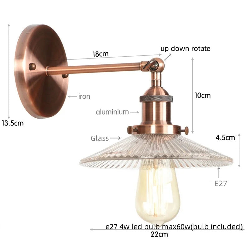 DecorBites™ Industrial Loft LED Wall Light for Bedroom, Bathroom, Stairs - Plug In Iron Lamp