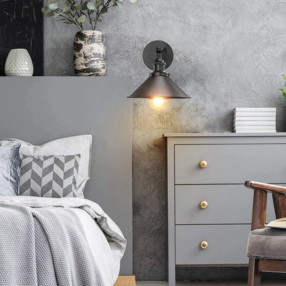 DecorBites™ Industrial Wall Sconce Light with Adjustable Metal Lampshade