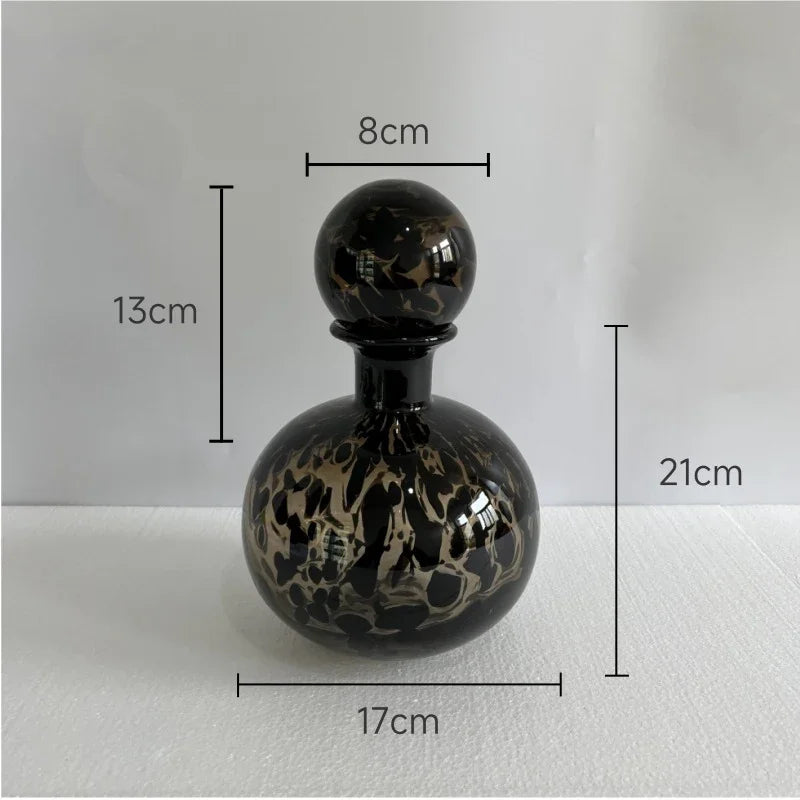 DecorBites™ Leopard Texture Glass Vase: Modern Floral Vase for Chic Room Decor