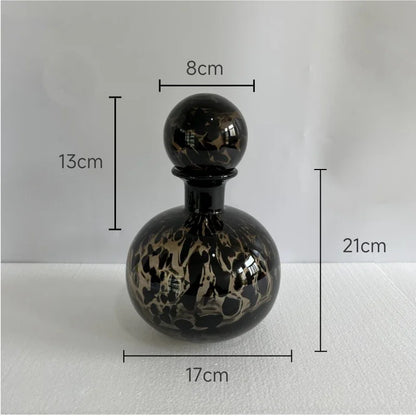 DecorBites™ Leopard Texture Glass Vase: Modern Floral Vase for Chic Room Decor