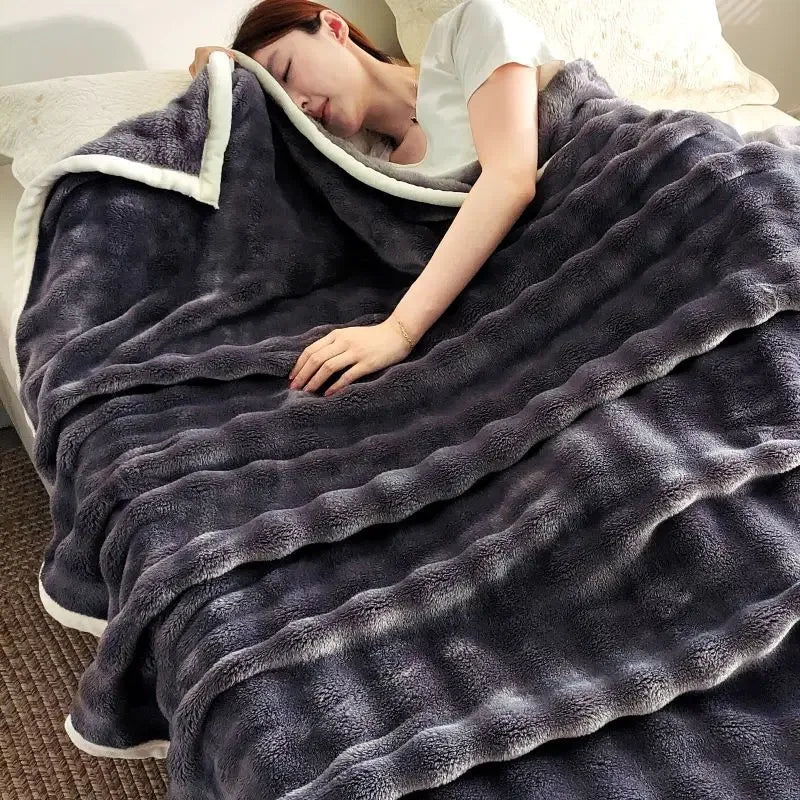 DecorBites™ Bubble Velvet Blanket: Soft Cozy Flannel Sofa Cover, Single/Double, Office Nap & Air Conditioning