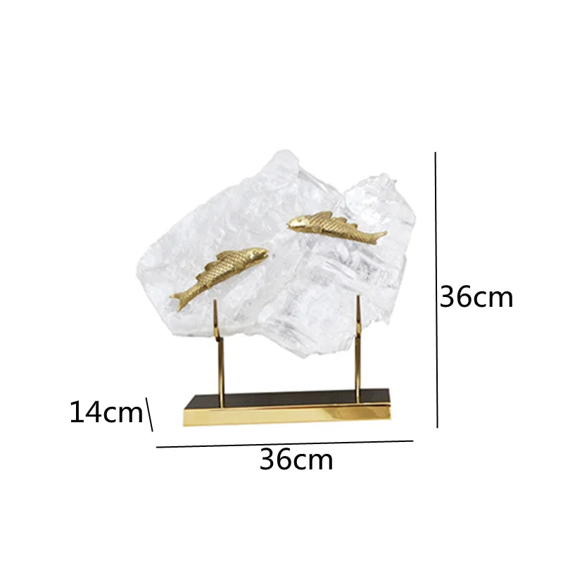 DecorBites™ Golden Fish Crystal Ornament Home Decoration Metal Statue