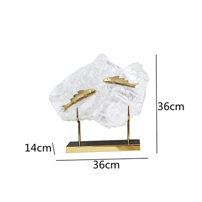 DecorBites™ Golden Fish Crystal Ornament Home Decoration Metal Statue