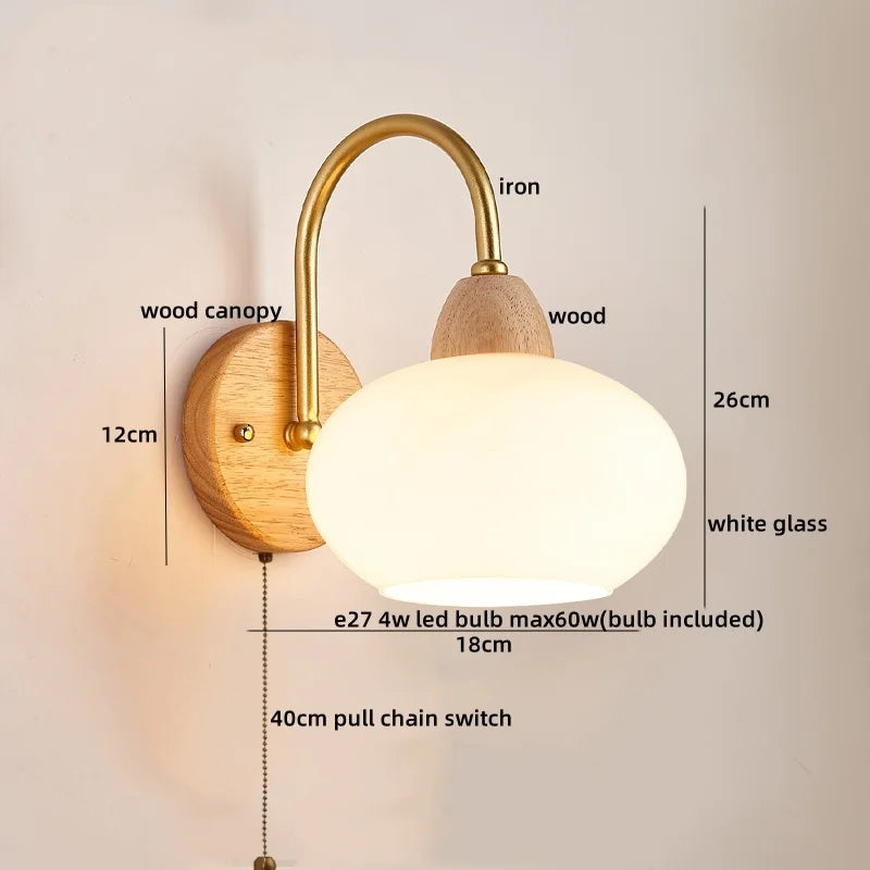 Luces de pared LED de vidrio y madera Decorbites™ Decoración para dormitorio, sala de estar, café, espejo, lámpara de mesita de noche