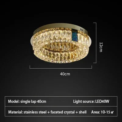 DecorBites™ Crystal LED Ceiling Lamp: Modern Stainless Steel Chandelier for Living Room, Bedroom & Kitchen.