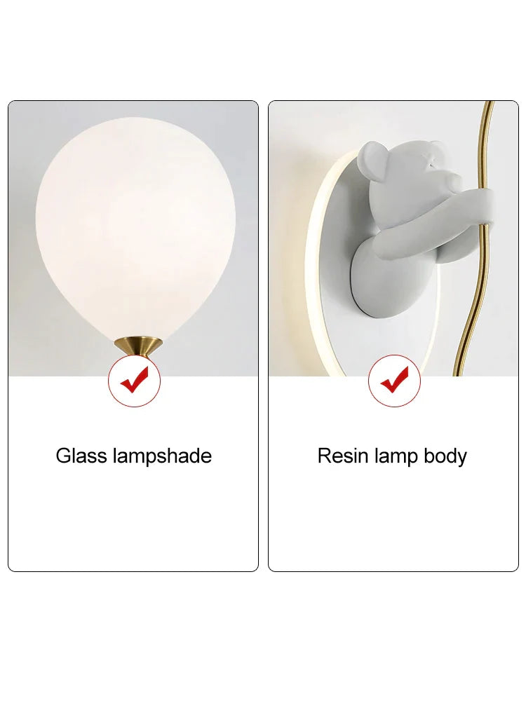 ديكوربايتس™ مصباح حائط فني لغرفة الأطفال على شكل دب