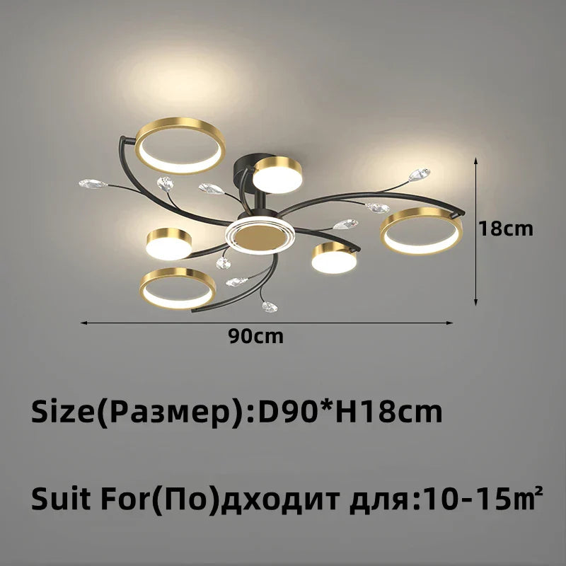 Lámpara de Araña LED de Aluminio Dorado Decorbites™ con Cristal K9, Luces de Lámpara Colgante de Lujo para la Decoración del Hogar