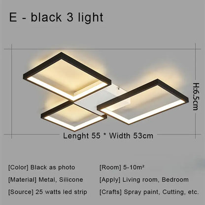 DecorBites™ Black LED Chandelier Ceiling Light Remote Control Fixture for Living Room, Bedroom & Kitchen