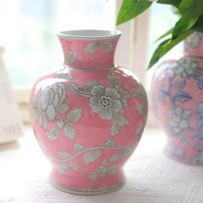 DecorBites™ Chinese Retro Blue & White Porcelain Vase Flower Arrangement Home Decor