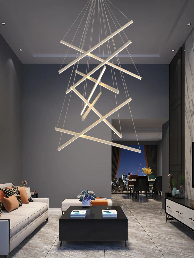 DecorBites™ LED Chandelier for Modern Duplex Interior, Loft Decor, Living & Dining Room Lighting