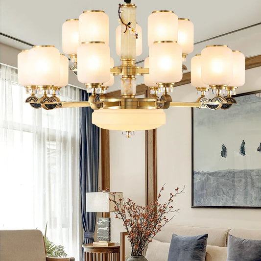 DecorBites™ Luxe Jade Chandelier for Living Room, Villa, and Duplex Hall