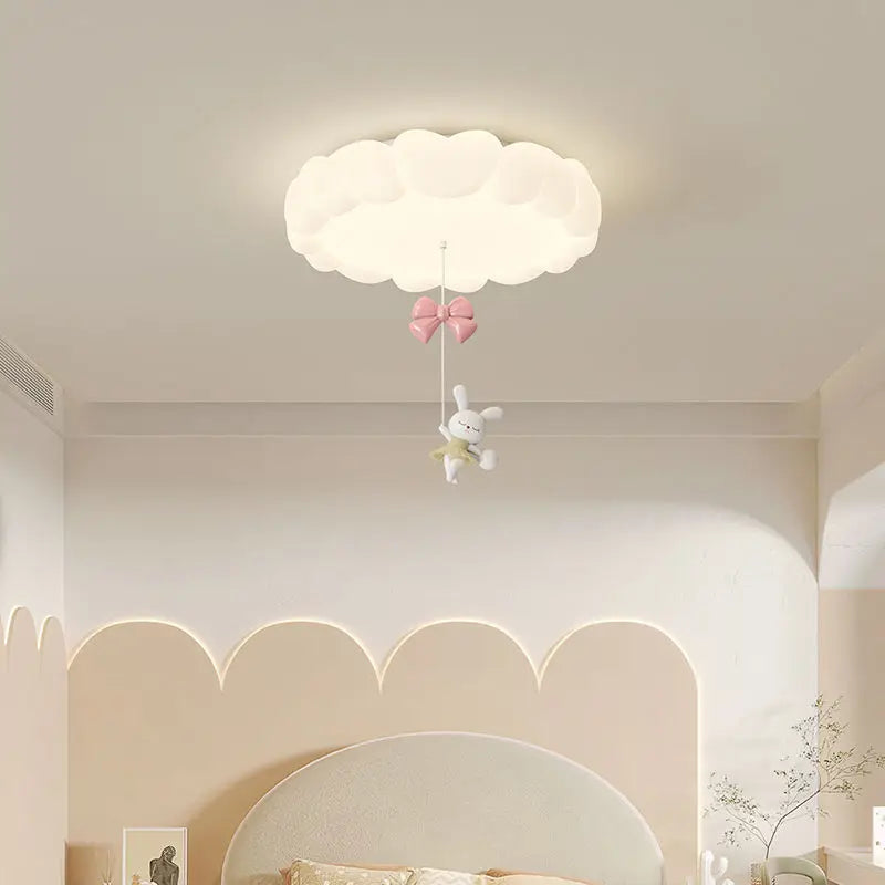 DecorBites™ LED Bubble Cloud Rabbit Ceiling Light - Cream Style Warm Lighting for Children's Room