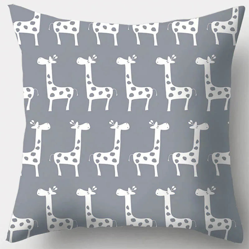 DecorBites™ Grey Geometry Leaves Floral Stripes Plaids Print Lumbar Pillow Case