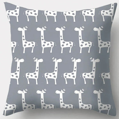 DecorBites™ Grey Geometry Leaves Floral Stripes Plaids Print Lumbar Pillow Case