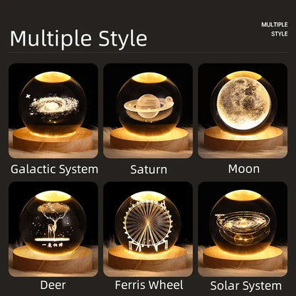 Lámpara de noche DecorBites™ con forma de bola de cristal de astronauta: Lámpara de mesilla cálida con alimentación USB, el regalo perfecto para Navidad