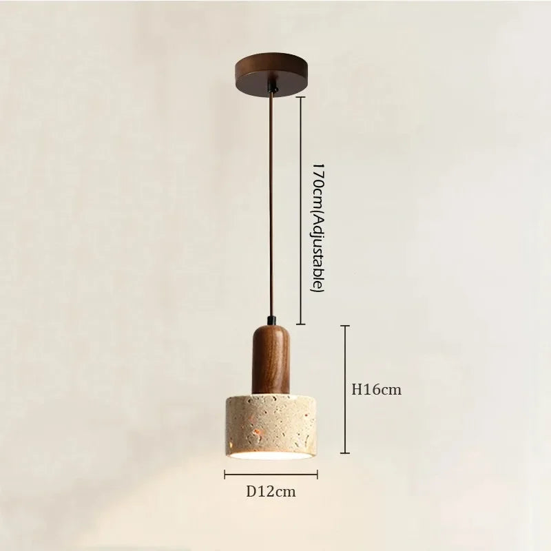 Wabi Sabi Travertine Stone Pendant Light in Yellow Marble
