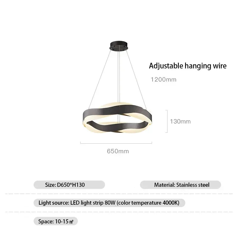 DecorBites™ Black Circle Chandelier Luxury Pendant Light for Home Decor