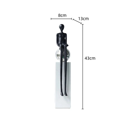ديكور بايتس™ - تمثال معدني لشخصية المفكر التجريدي - منحوتة بورتريه - ديكور منزلي