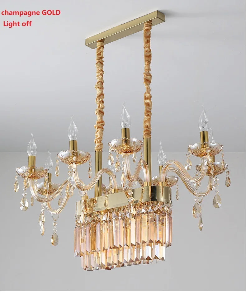 ثريا كريستالية من DecorBites™ لغرفة الطعام - ذهبي/فضي/كونياك/رمادي دخاني - ديكور داخلي