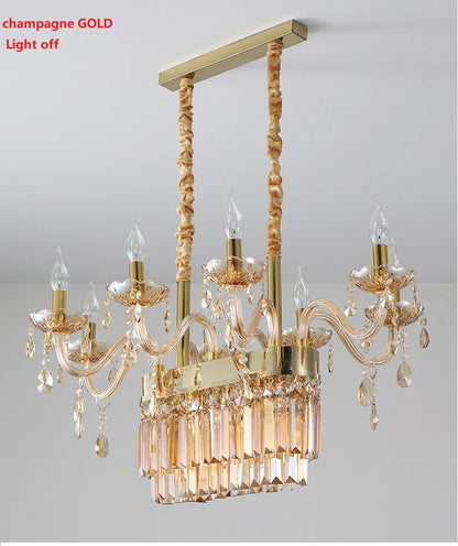 ثريا كريستالية من DecorBites™ لغرفة الطعام - ذهبي/فضي/كونياك/رمادي دخاني - ديكور داخلي